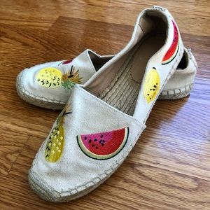 J CREW Fruit Espadrilles Size 7.5 Watermelon Lemon